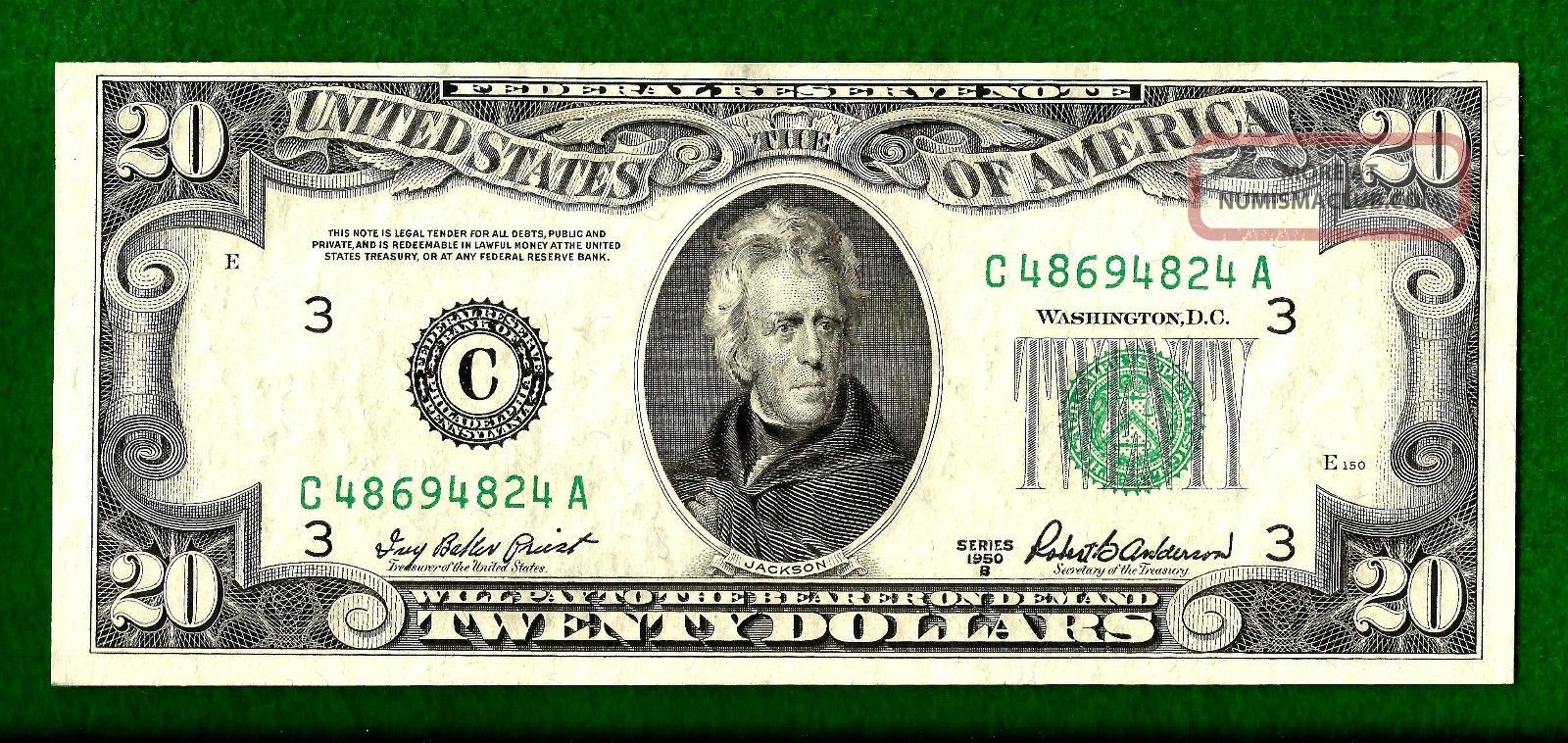 1950 B Uncirculated Federal Reserve Twenty Dollar Note