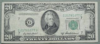 1950 B $20 Dollar Federal Reserve Note Grading Vf Chicago 1077c Pm2 photo