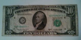 1950 - C Series Star Note $10 Dollar Fed.  Reserve Note Low Seal Cleveland Oh photo