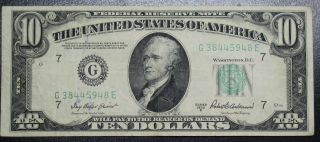1950 B Ten Dollar Federal Reserve Note Grading Vf Chicago 5948e Pm9 photo