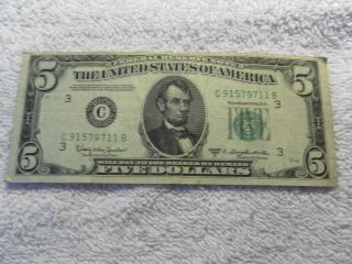 1950 D Five Dollars Federal Reserve Note Green Seal photo