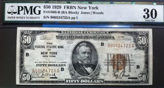 1929 $50 Brown Seal Federal Reserve Note - Fr 1880b - Pmg Graded As 30 Very Fine photo