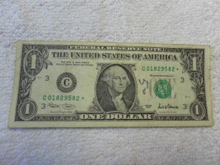 2001 U.  S One Dollar Star Federal.  Reserve Note Green Seal Philadelphia photo