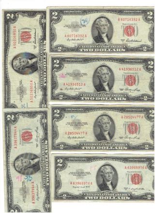 6 Two Dollars Bill 1953 photo
