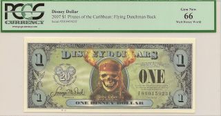 2007 $1 Pirates Flying Dutchman Disney Dollar Pcgs 66 Disney World Ff Series photo