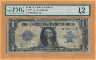 1923 $1 Large Size Silver Certificate Star Note Fr237 - Pmg Fine 12 photo