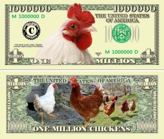 Chicken One Million Dollar Bills Realistic Looking Novelty Money Hen Rooster photo