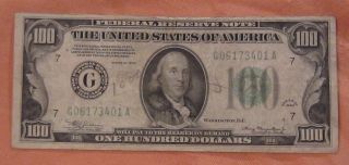 Series Of 1934 $100 Bill Federal Reserve Note Chicago Illinois Friedberg 2152 - G photo