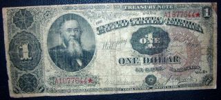 1890 Treasury Note One Dollar Large Rosecrans And Houston; Fr 347 Estate photo