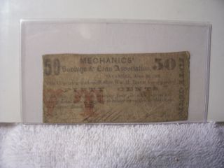 Obsolete Authentic Mechanics ' Savings & Loan Assoc.  50c Note Currency Ga.  1862 photo