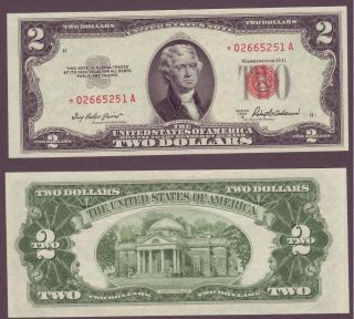 Unc 1953a $2 Red Seal Legal Tender United States Star Note Two Dollars photo