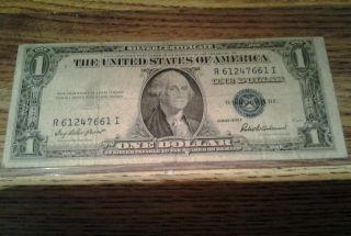 1 - Us - Silver Cirtificate 1doller Bill _biue Seal?1957 - F Off Center Cut photo