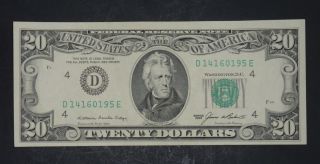 1985 $20 District D4 Cleveland Oh Old Style Twenty Dollar Bill S D14160195e photo