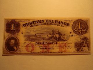 1857 Western Exchange Fire & Marie Insurance Co.  $1 Bill photo