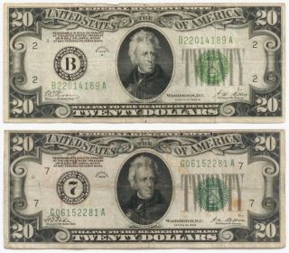 1928 Twenty Dollar Chicago Frn Note And 1928 B York Twenty Dollar Frn Note photo