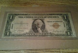 1935a Us Hawaii One Doller Brown Seal Wwii Emergance Silver Certificate photo