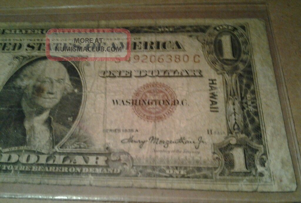 1935a Us Hawaii One Doller Brown Seal Wwii Emergance Silver Certificate