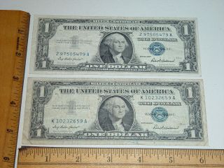 2 1957 A 1 Dollar Silver Certificates Blue Seal photo