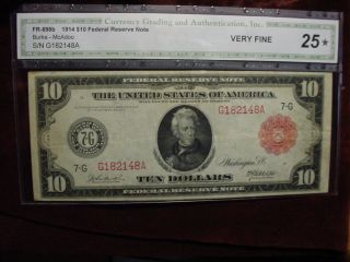 1914 $10 Frn Chicago Fr - 898a Red Seal Cga Very Fine 25 photo