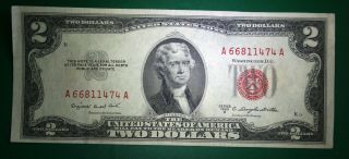 1953 B $2 Dollar Red Seal Note photo