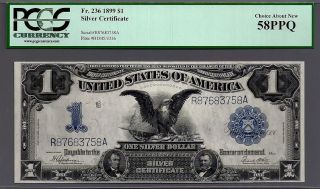 Silver Certificate 1899 $1.  00 Silver Eagle Fr.  236 In A Pcgs Choice 58 Ppq photo
