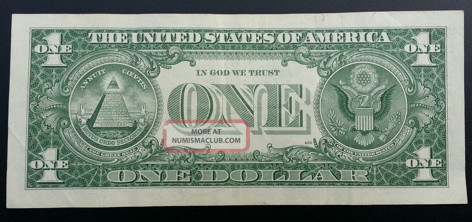 1957 B Silver Certificate Blue Label Seal One Dollar Bill