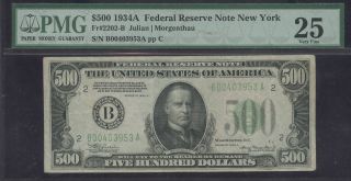 $500 1934a York Pmg Vf25 Money photo