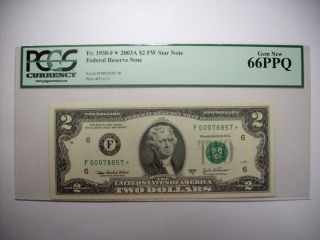 2003a $2 Federal Reserve Star Note Pcgs 66 Ppq Gem photo