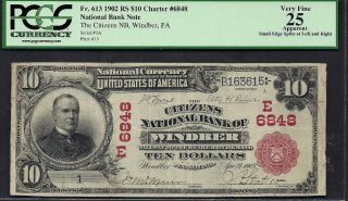 $10=1902=national=serial Number 1=citizens Bank Of Windber (pa) Sn 1=pcgs 25 photo