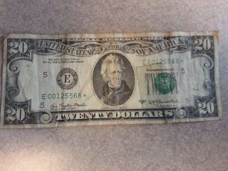 1977 $20 Twenty Dollar Bill Star Note E00125568 - Circulated photo