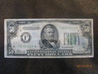 1934 $50 Fifty Dollar Money Star Federal Reserve Note Atlanta Low Serial photo