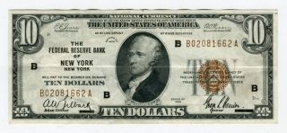 1929 $10 Federal Reserve Bank Note York,  Crisp Au photo