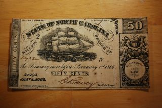 1866 50 Cents North Carolina Currency - Extra Fine - photo