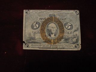 5 Cents Fractional Currency,  2nd Issue,  Fr - 1233 With Surcharge 