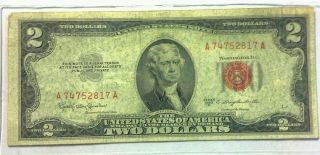 1953c U.  S.  2 Dollar Bill Red Stamp photo