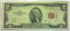 1953c U.  S.  2 Dollar Bill Red Stamp Small Size Notes photo 2