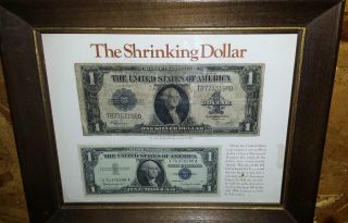 The Shrinking Dollar With 1923 And 1957 B Series Dollars & Frame photo