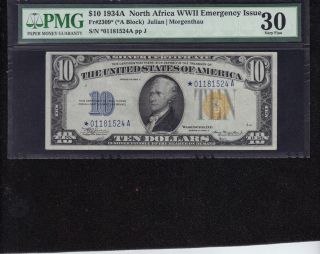 Fr 2309 Star Note $10 North Africa.  Pmg Graded Very Fine 30. photo