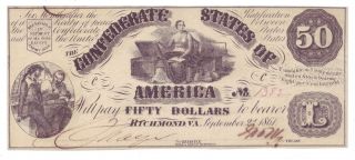 T - 14 $50 - 1861 Confederate States Of America - Crisp Uncirculated photo