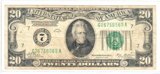 1928 $20 Chicago Federal Reserve Note,  Friedberg No.  2050 - G,  (f 12 - Vf 20) photo
