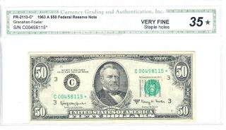 1963 - A $50 Philadelphia Federal Reserve Note,  Friedberg No.  2113 - C,  Cga Vf 35 photo