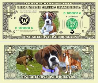 Boxer Puppies Dog Novelty Million Dollar Bills,  Pet/animal Lover Funny Money photo