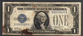 $1 1928 Blue Seal Funnyback Silver Certificate First Year Usa Dollar Paper Money photo