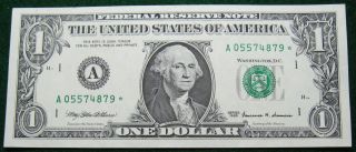 1999 One Dollar Federal Reserve Star Note Grading Gem Cu Boston 4879 Pm8 photo
