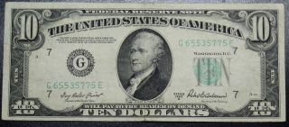 1950 B Ten Dollar Federal Reserve Note Grading Vf Chicago 5775e Pm9 photo