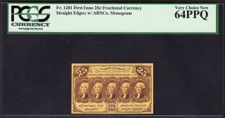Us 25c Fractional Currency Note Fr1281 Pcgs 64 Ppq V Ch Cu photo