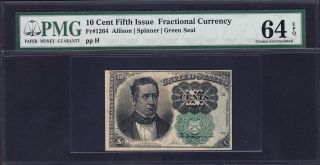 Us 10c Fractional Currency Note Fr1264 Pmg 63 Epq V Ch Cu photo