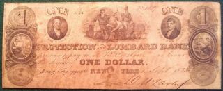 1825 Protection & Lombard Bank One - Dollar Note - Jersey City,  Jersey photo