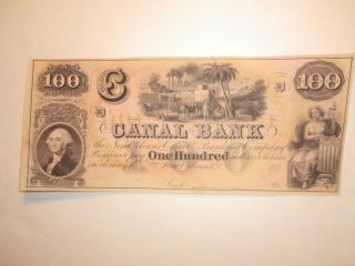 $100 Orleans Canal Banking Co.  Note (unissued) photo