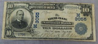 1903 Ten Dollar National Currency Red Oak Iowa Hand Signed Second Issue photo
